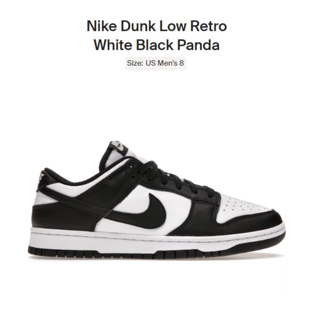 SIZE 8 - Nike Dunk Low Retro White Black Panda - DD1391-100 - AUTHENTIC NEW!